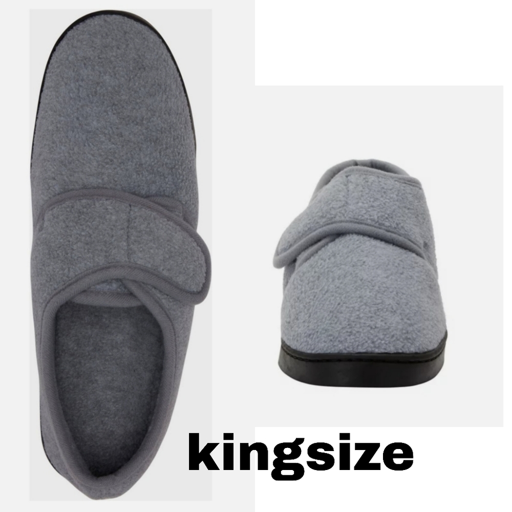 Kingsize Men's Big & Tall Adjustable Fleece Slippers.   Sz 13EW
